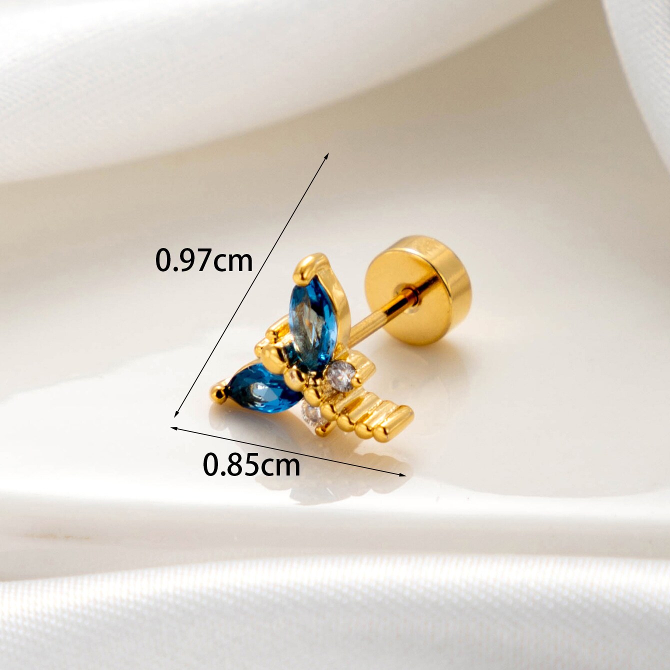 1 pezzo semplice serie classico animale rame 18K placcato oro materiale zircone orecchini a perno da donna h5 